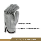 ATERET 12 Pairs Small Heavy Duty Durable Cowhide Leather Work Gloves I Driver Gloves for Truck Driving, Warehouse, Gardening, Farming