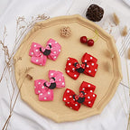 Ayesha 8pcs Mouse Ears Bow Clips for Toddler Girls Mouse Hair Bows Hair Clips Polka Dot Bows for Birthday Parties Themed Parks