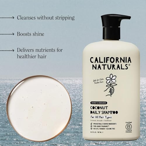 California Naturals Shampoo, Scalp and Hair Care for Women and Men, Coconut Cleansing Complex, Natural, Vegan, Cruelty, Silicone, Paraben, and Sulfate Free Shampoo, All Hair Types, 16.5 fl oz