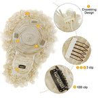 Ceitq Afro Puff Ponytail Extensions with Bangs Drawstring Ponytail for Women Short Kinky Curly Ponytail with Bangs Blonde Clip in Wrap Updo Hairpieces
