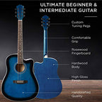 Best Choice Products 41in Beginner Acoustic Guitar Full Size All Wood Cutaway Guitar Starter Set Bundle with Case, Strap, Capo, Strings, Picks, Tuner - Blue