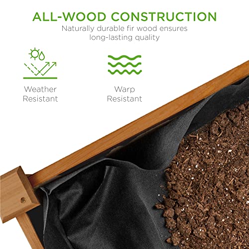 Best Choice Products 48x24x30in Raised Garden Bed, Elevated Wood Planter Box Stand for Backyard, Patio, Balcony w/Bed Liner, 200lb Capacity - Acorn Brown