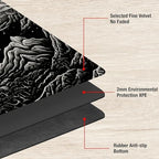 for MTG Playmat TCG Board Game Mat Plus 50 Pcs Card Sleeves, 24 x 14 Table Mats Black and White Landscape Game Mousepad with Soft Surface Non-Slip Base for MTG Trading Card Game Playmats