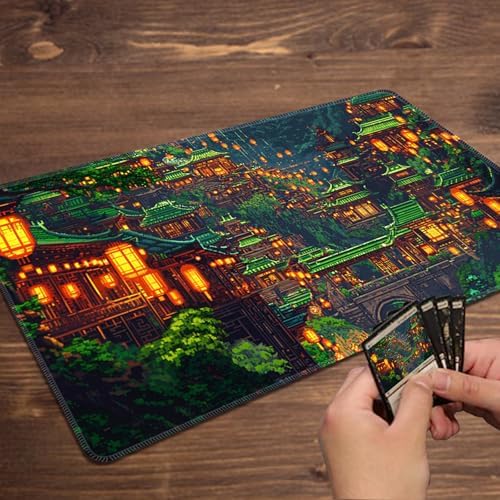 MTG Playmat Magic Card Playmat Game Mat,TCG & CCG Card Games Mat with Free Storage Bags Size 24 x 14 Inches (No with Zones,House)