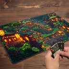 MTG Playmat Magic Card Playmat Game Mat,TCG & CCG Card Games Mat with Free Storage Bags Size 24 x 14 Inches (No with Zones,House)