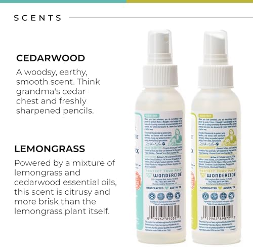 Wondercide - Flea, Tick and Mosquito Spray for Dogs, Cats, and Home - Flea and Tick Killer, Control, Prevention, Treatment - with Natural Essential Oils - 4 oz Lemongrass & Cedarwood 2-Pack