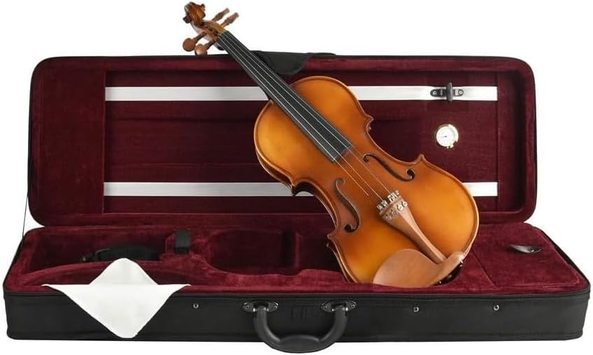 FINO 4/4 Full Size Violin Case Professional Oblong Violin Hard Case with Built-in Hygrometer,Super Lightweight Portable Carrying Bag Slip-On Cover with Backpack Straps,Black