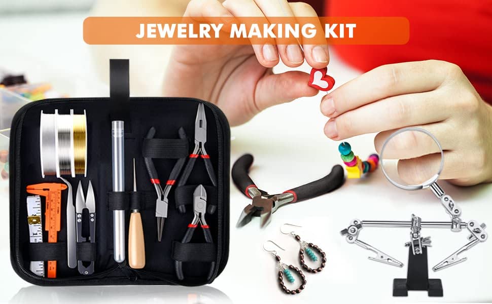 PAXCOO Jewelry Making Supplies Kit with Tools, Wires, Findings for Jewelry Repair and Beading