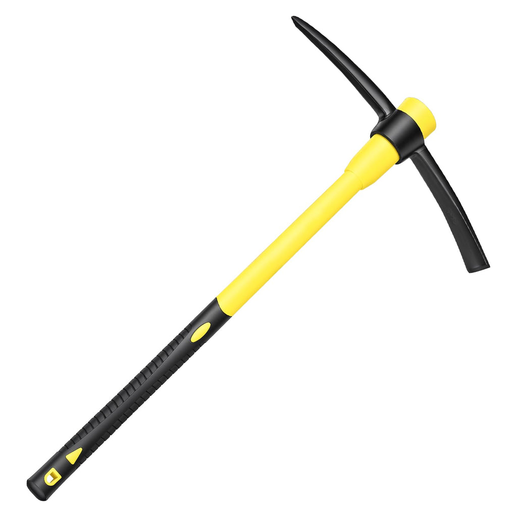 NAUKII 36 Inch Pick Mattock – Heavy Duty Rail Steel Garden Hoe with Fiberglass Handle, 2 in 1 Adze Hoe & Pick Axe for Digging, Landscaping, Yard Work, Outdoor