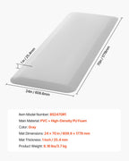 VEVOR Fall Mat for Elderly, 1-inch Thickened Fall Prevention Pad with Beveled Edge, Anti-Slip Bedside Safety Floor Mat for Seniors, Handicaps, Patients (24 x 70 inch)