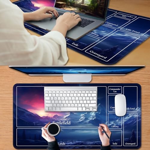 for MTG Game Playmat, for Magic TCG Rubber Play mat,Tabletop Card Playmats with Smooth Surface,Trading Card Inked Game Mat with New Zones,Battle Game,Snow Mountain Moon
