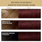 Instant Herbal Red Hair Color Shampoo - 3 in 1 Long-Lasting Hair Dye for Women and Men, 16.90 Fl Oz (Red Wine)