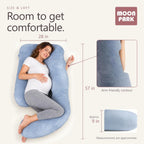 MOON PARK Pregnancy Pillows for Sleeping - 57 Inch U Shaped Full Body Maternity Pillow with Removable Cover - Support for Back, Legs, Belly, Hips - Pregnancy Pillow for Women - Grey