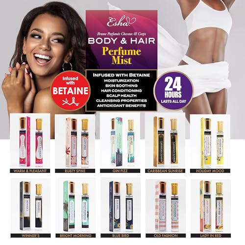 Esha Body & Hair Perfume Mist - Eau de Parfum for Women - Infused with Betaine - Cherry, Berry, and Ocean Surrounded in Musky Vanilla - (LADY IN RED)