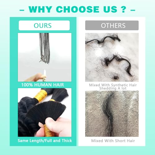 Deep Wave Bulk Human Hair For Braiding 150g Human Hair Braiding Hair For Boho Braids 100% Brazilian Virgin Human Hair Extensions 3 Bundles Wet and Wavy Human Braiding Hair (22inch, Natural Black)