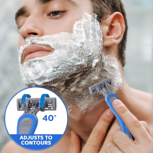 60 Pcs Disposable Razors for Men Bulk 3 Blade Disposable Razors Men's Disposable Razors Sensitive Skin Razor Long Blade Razors Disposable Head Razor for Hotel Spa Travel