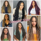 TBUG Goddess Crochet Braids 24 Inch Ombre Burgundy Crochet Boho Braids 8 Packs 3X Crochet Hair Bohomian Box Braids Crochet Braids Messy Pre-looped Synthetic Crochet Braids for Black Women