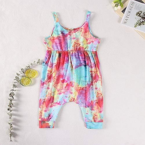 Toddler Baby Girl Jumpsuit One Piece Dinosaur Sleeveless Strap Romper Harem Pant with Pockets Summer Outfit Clothes