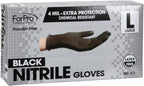 ForPro Professional Collection Disposable Nitrile Gloves, Chemical Resistant, Powder-Free, Latex-Free, Non-Sterile, Food Safe, 4 Mil, Black, Large, 1000-Count