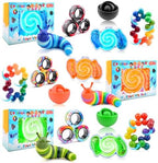 Cevioce 15Pcs Fidget Toys Adults Pack,Stocking Stuffers for Teens Boys Girls,Autism Sensory Toys with Fidget Spinner Slug Magnetic Rings,Squishy Fidget Toys ADHD Stress Relief,Party Favor for Kid-BOG