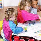Zkptops 6 Pack Kids Art Smocks Waterproof Kid Painting Aprons Toddler Art Smock Kids Paint Smock with Long Sleeve 3 Roomy Pockets for Age 3-7 Years
