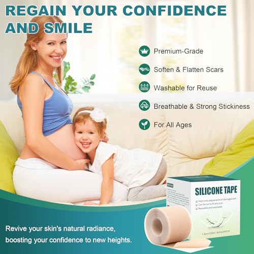 Silicone Scar Sheets (1.6" x 120" Roll-3M), Silicone Scar Tape for Scar Removal Treatment, Silicone Scar Removal Strips for Surgical, C-Section, Tummy Tuck, Keloid Bump Removal