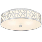 VICNIE 3-Light Flush Mount Ceiling Light, 16 Inch Modern Light Fixture with Brushed Nickel Metal and Frosted Glass Shade for Bedroom, Hallway, Kitchen