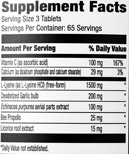 Amazon Elements Lysine Complex, with Vitamin C, Vegetarian, Immune Support, 195 Tablets (Packaging May Vary) (Pack of 2)