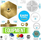 AquaHomeGroup Luxury Filtered Shower Head - High Pressure Rain Showerhead with Filter for Chlorine, Rust, Sediments - Water Filter Shower Head with Vitamin C E A - SPA Effect (Patent Pending) (Golden)
