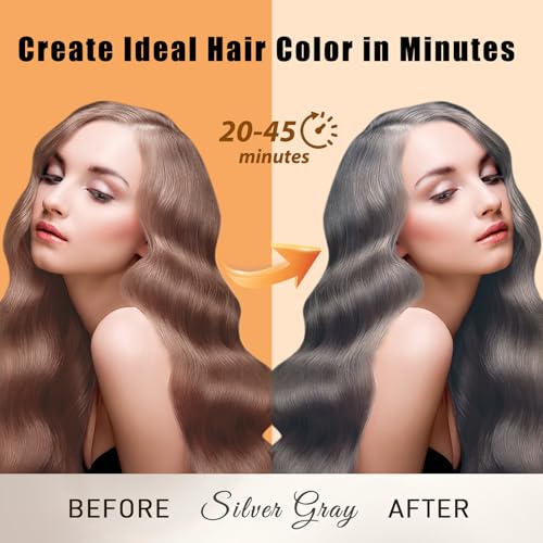 Hair Dye Shampoo Silver Gray, 3 in 1 Long-Lasting Hair Color Shampoo with Herbal Ingredients, Instant Magic Hair Dye, Easy Application Shampoo Para Canas for Women Men 16.9 Fl Oz