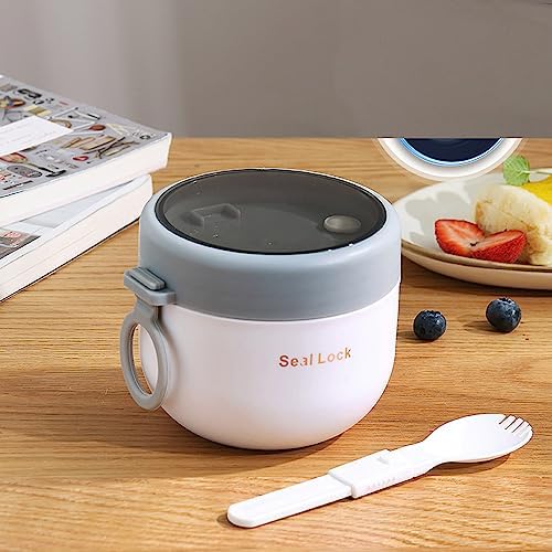 Overnight Oat Containers with Lids and Reusable Plastic Spoons,17oz Portable Stainless Steel Yogurt Breakfast On The Go Cups, Cups for Cereal,Milk and fruit Salad Storage Container 3pcs (3)