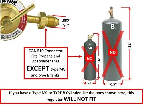 VICTOR Heavy Duty Acetylene Model: 350-15-510 - Delivery Rate: 2-15 psi - CGA-510 - Full Brass - Genuine Victor