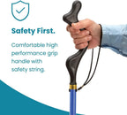 Medical king Walking Cane for Men and Walking Canes for Women Special Balancing - 10 Adjustable Heights - Self Standing Folding Cane, Portable Collapsible Cane, Comfortable (Blue)