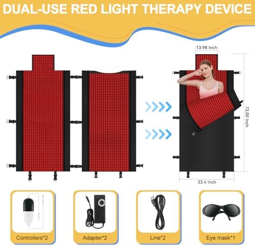 2025 New 3100pcs Dual Wavelength LED Beads 660nm&850nm Red Light Therapy Mat Full Body Used to Relieve Pain 73''x 33''
