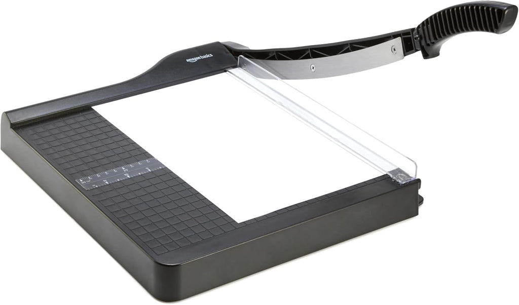 Amazon Basics Paper Trimmer Cutter for Office and Crafts, Heavy-Duty, Portable Guillotine Paper Cutter with Blade Lock, 12-Inch, 10-Sheet Cardstock, Photos