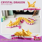 Large 3D Printed Dragon,24 Inch 3D Dragon Toys,Bigger Fidget Crystal Animals Toys, 3D Printed Articulated Animals for Home Office Car Desk Decor (Gold White Purple, 24 inch)