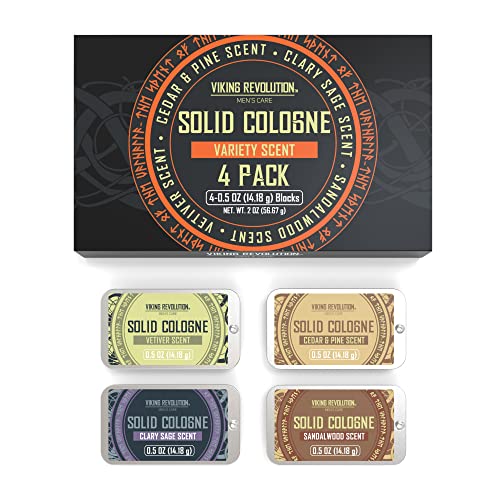 Viking Revolution 4 Pack Mens Solid Colognes Men Bundle of 2 - Balm Cologne for Mens Cologne Balm Travel Cologne Wax - Cologne for Men (0.5 Oz each)