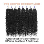 28 Inch Goddess Locs Crochet Hair 8 Packs Boho Faux Locs Crochet Braids for Black Women, Pre Looped Hippie River Locs Crotchet Hair with Curly Ends (28inch (pack of 8), 1B)