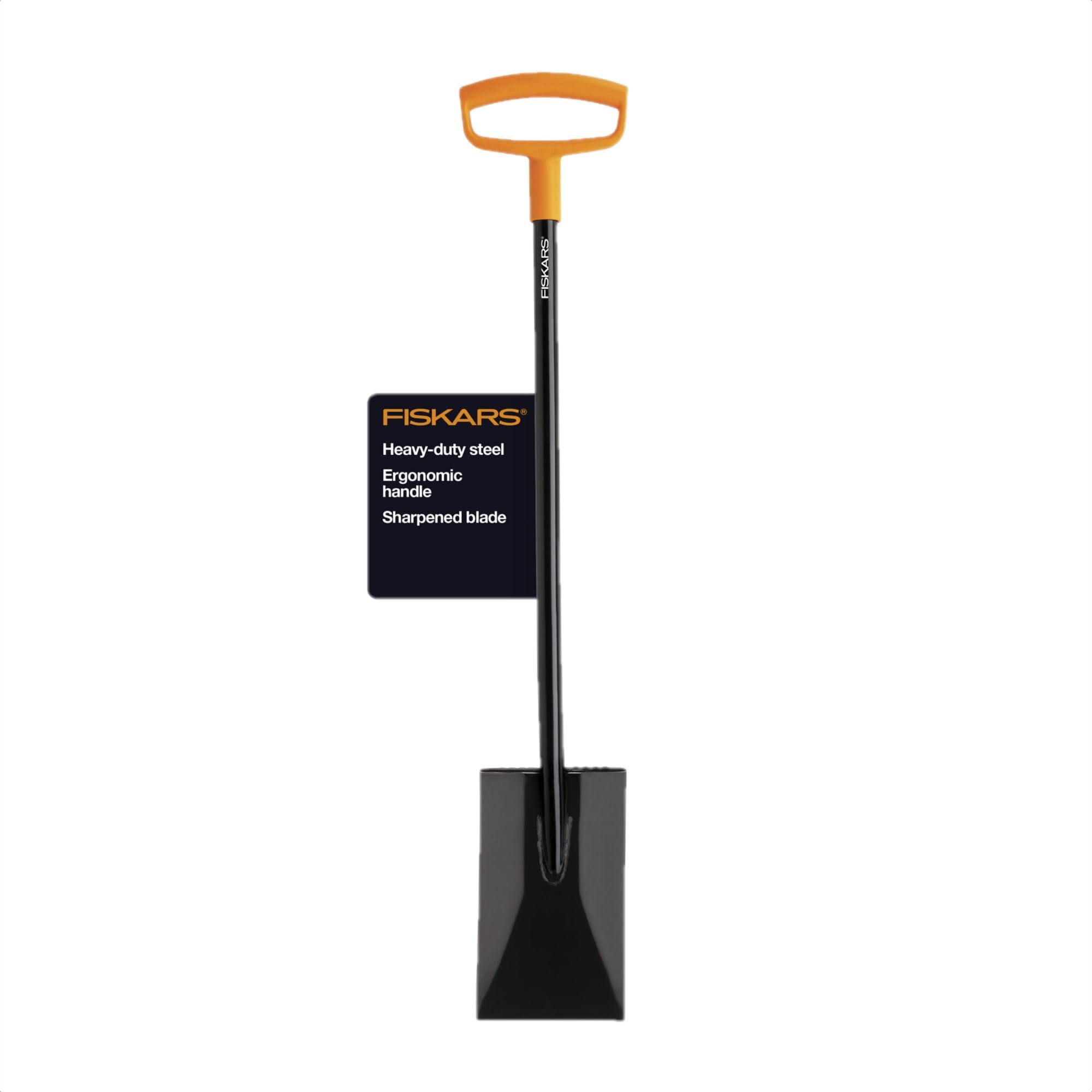 Fiskars 47" Spade Garden Shovel, Steel Flat Spade with Ergonomic D-Handle, Sharp Blade Square Shovel for Lawn Edging, Digging, Heavy Duty Yard Tool, Easy Cuts in Grass and Turf