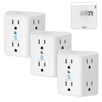 VINTAR 2 Prong to 3 Prong Outlet Adapter, 6 Outlet Widely Spaced Extender, 2 to 3 Prong Adapter, Polarized Plug, 1875W Wall Charger Surge Protector, Mountable Wall Tap for Non Grounded Outlets,3 Pack
