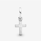 PANDORA Sparkling Cross Dangle Charm - Faith Symbol Design with Cubic Zirconia Stones - Hand-Finished - Jewelry for Her with Gift Box - Compatible with Moments & ME Charm Bracelets - Sterling Silver