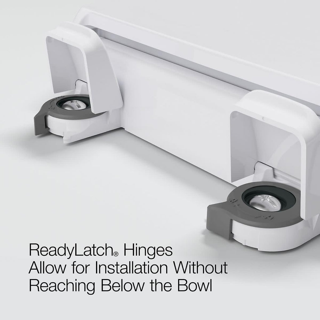 Kohler 4636-RL-0 Cachet ReadyLatch Elongated Slow Close Toilet Seat, Soft Close Quiet Lid, Contoured Grip-Tight Bumpers Installation Hardware, Apartment Essentials, White