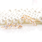 CZ Ear Climber Earrings for Women, 14K Gold Plated Dainty Leaf Crawler Cuff