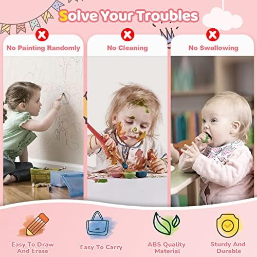Kikidex Toddler Toys for 1-3 Years, Sturdy Magnetic Doodle Board, Reusable, No Mess, Educational Learning Toys for Kids' Birthday (Rose)