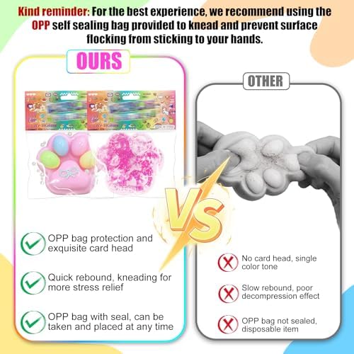 Taba Squishies Paw, 8Pcs Cat Paw Squeeze Toys, Sticky Stress Toys, Cute Kawaii Sensory Toys, Clear Fidget Toys for Stress Relief, Novelty Cute Things Party Favors for Kids Adults