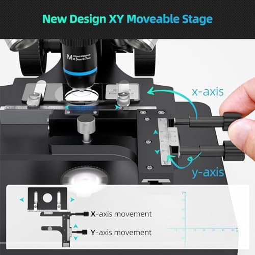 Andonstar AD266S 20X-5000X HDMI Digital Microscope, 5 Lens 2160P UHD Video Record, 7'' LCD Microscope for Adults Kids, Home Lab Biological Kit with Slides, Coin Full View