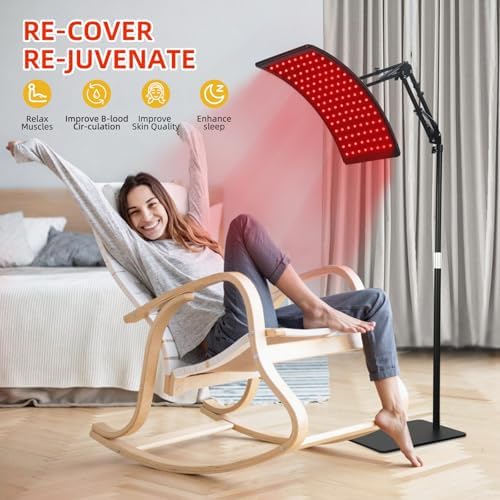 Red Light Therapy Lamp for Body, Infrared Light Therapy Lamps with Stand 660nm Red Light &850nm Near Infrared Light Therapy Lamp Device for Body at Home with Eyes Protection Goggles（Brown Black）