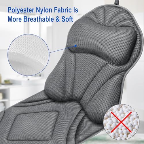Full Body Bath Pillow for Bathtub, Luxury Bath Gifts for Women Thick Bathtub Cushion for Soaking Tub with Laundry Bag, Bathtub Pillow Luxury Bathtub Pillows for Head,Neck & Back,Spa (Light Grey)