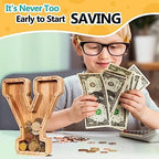 SummiDate Wooden Letter Piggy Bank| Piggy Bank for Boys Girls Toddler| Alphabet Y Money Bank| Coin Bank Birthday Gift for Kids|Birthday Gift for Kids (Y)