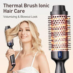 Thermal Brush, Hot Hair Curling Iron 1.77 Inch Thermal Round Hair Curling Brush with 2 Temp Settings, Universal Voltage, Tourmaline Ceramic, Negative Ion Technology, New Update Rose Gold